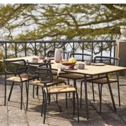 Leonardo spisebordsstol - i teak og metal - kan bruge i stuen, terrasse og haven