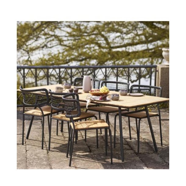 Leonardo spisebordsstol - i teak og metal - kan bruge i stuen, terrasse og haven