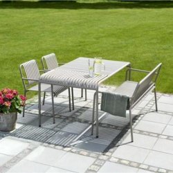 Lysegrt Haya havest - St  1 bord, 1 bnk og 2 stole - Rustfri og vedligeholdelsesfri! 