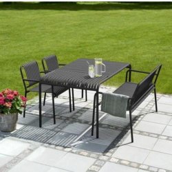 Sort Haya havest - St  1 bord, 1 bnk og 2 stole - Rustfri og vedligeholdelsesfri! 