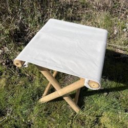 Bambus skammel med natur canvas sde. Foldbar.