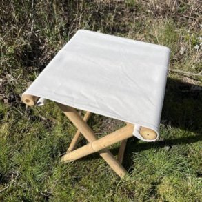 Bambus skammel med natur canvas sde. Foldbar.