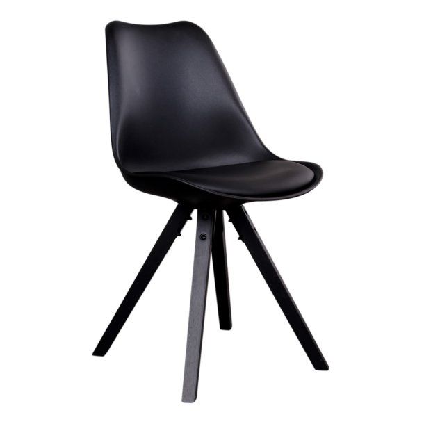 Stilfuld spisestuestol i PU lder - Model: Bergen - Vlg farve p sde og ben Sort Sort