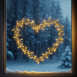 Langtidsholdbar S�lv Metal Hjerte LED Lysk�de. v�lg mellem 2 str.