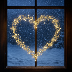 Langtidsholdbar S�lv Metal Hjerte LED Lysk�de. v�lg mellem 2 str.