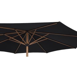 Beige parasol med teakfarvet stang og trksnor - Model: Frank - 3.5M