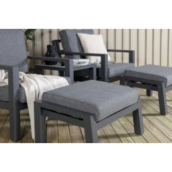 Loungest i aluminium med gr all-weather hynder - Model: Barcelona - Vlg farve