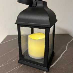 Sort lanterne, LED lys m/batteri