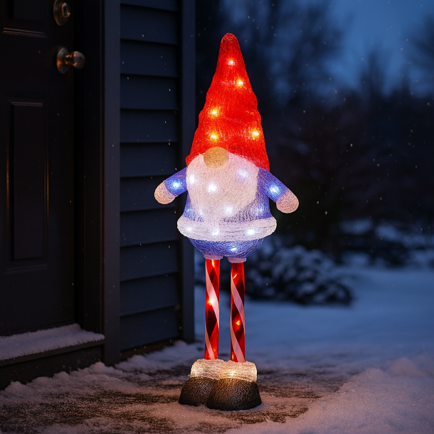 Festlig Akryl Nisse 68cm til indendrs og udendrs brug 