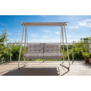 H�j-kvalitets 3 personers h�ngesofa i nylon textil. inkl. luksus all-weather hynder beige - vedligeholdelsesfri