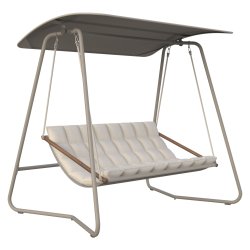 H�j-kvalitets 3 personers h�ngesofa i nylon textil. inkl. luksus all-weather hynder beige - vedligeholdelsesfri