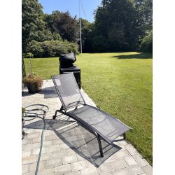 Lkker aluminium og textilenes solvogn - med hjul - sort 