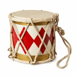 Festlig tromme i malet tr� og �gte skin - b�de dekorativ og spilbar! Flere st�rrelser!