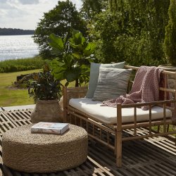 Luksus sofa i bredygtigt bambus 2 pers. 130 cm. inkl. kanvas hynde i natur med lynls ( kan vaskes)
