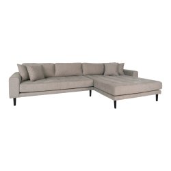 Komfortabel stenfarvet sofa m/ 4 hynder og sorte ben
