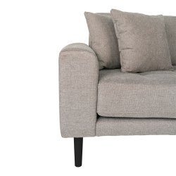 Komfortabel stenfarvet sofa m/ 4 hynder og sorte ben