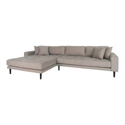 Komfortabel stenfarvet sofa m/ 4 hynder og sorte ben