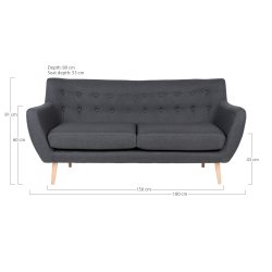 Hrlig soffa i polyester med trben fr 3 personer - Modell: Monte - Vlj frg