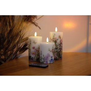 LED lys med flot flora-blomster mnster og fjernbetjening -  gte Vokshvid