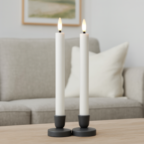 LED stagelys st  to styks med 3D flamme - hjde 22cm. Vlg farve.