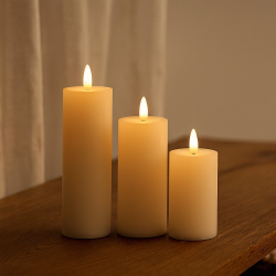 Batteridrevet LED bloklys med 3D v�ge. 12,5, 15 og 17,5 cm. h�j - v�lg farve: