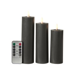 Batteridrevet LED bloklys med 3D v�ge. 12,5, 15 og 17,5 cm. h�j - v�lg farve: