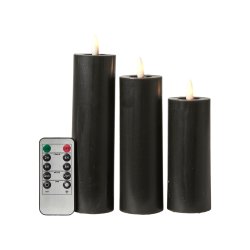 Batteridrevet LED bloklys med 3D v�ge. 12,5, 15 og 17,5 cm. h�j - v�lg farve: