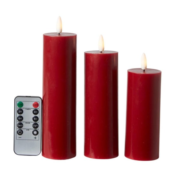 St af 3 LED lys som kan blafre og ser meget gte ud. Fjernbetjening medflger - Vlg farve
