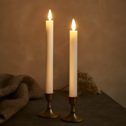  LED lavenergi stagelys s�t � to styks med bev�gelig flamme og chip - V�lg st�rrelse og funktion