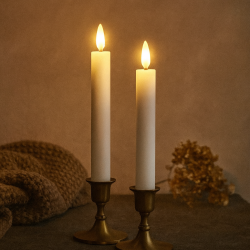  LED lavenergi stagelys s�t � to styks med bev�gelig flamme og chip - V�lg st�rrelse og funktion