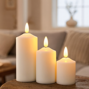 Batteridrevet LED alterlys 3 stk. hvid. Inkl. multifunktionsfjernbetjening 