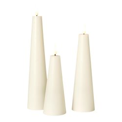 Tre Kegleformede LED Lys i hvid med fjernbetjening