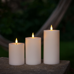 Udend�rs hvide LED bloklys 3 stk. Kommer med fjernbetjening