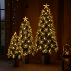 Fiber juletr - Varm hvid gld - Fs i forskellige strrelser. 