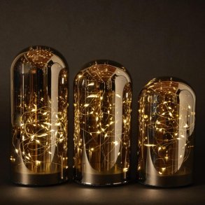 LED Glaskuppel-st med 3 Stk. glaskupler, lystrd og batteri