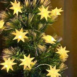 LED lavenergi lyskde med 10 papirs stjerner og batteriboks til indendrs brug