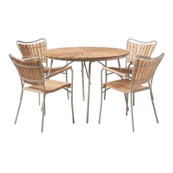 Ella haves�t � eksklusivt Goldteak �110 cm bord med 4 stole i sand