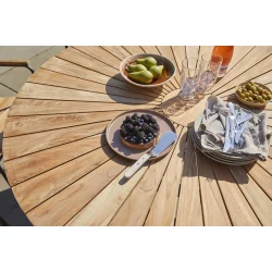 Vedligeholdelsesfrit Ella haves�t � stort rundt havebord �150 cm &amp; 6 havestole i antracit