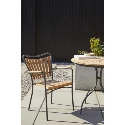 Hyggeliget Ella caf�s�t - �80 cm Goldteak bord med 2 antracit stabelstole