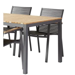 Annika havem�bels�t - Stilrent og moderne havebord med 4 komfortable stabelbare stole - Teak og antracit - Model: Mood Classic Extreme