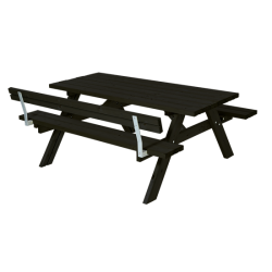 Sortmalet bordbnkest i tr til 6 personer med et rygln