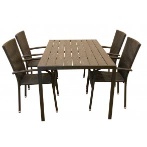 Nantes/Pisa terrassest med 4 stabelstole