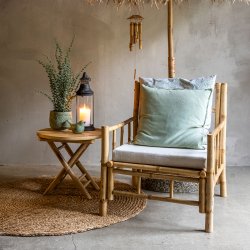 Bambus sidebord rundt med plan bordplade - bredygtigt bambus - vlg strrelse: