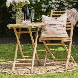 Bambus sidebord rundt med plan bordplade - bredygtigt bambus - vlg strrelse: