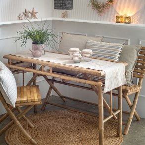 Bredygtigt bambusbord til 4 personer - Autentisk bambustr - 120x50x75