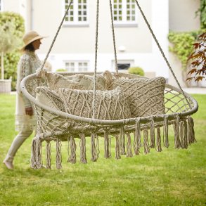 L�kker hvid h�ngek�je sofa til to personer