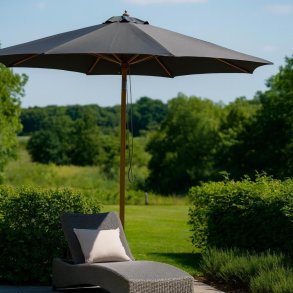 Parasol m/ Tilt - : 3 m. Vlg farve - Vandtt + Dug har UV30+ solbeskyttelse. Model: Milano