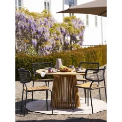 Leonardo spisebordsstol - i teak og metal - kan bruge i stuen, terrasse og haven