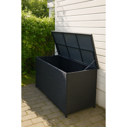 Sofia XL dynbox 160x75 cm. Svart UV-skyddad polyrotting och aluminiumram inkl. vattentt innervska