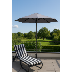 Balkongparasoll rund  2 M. med lutning - Vattentt + Dug har UV30+ solskydd. Modell: Madrid